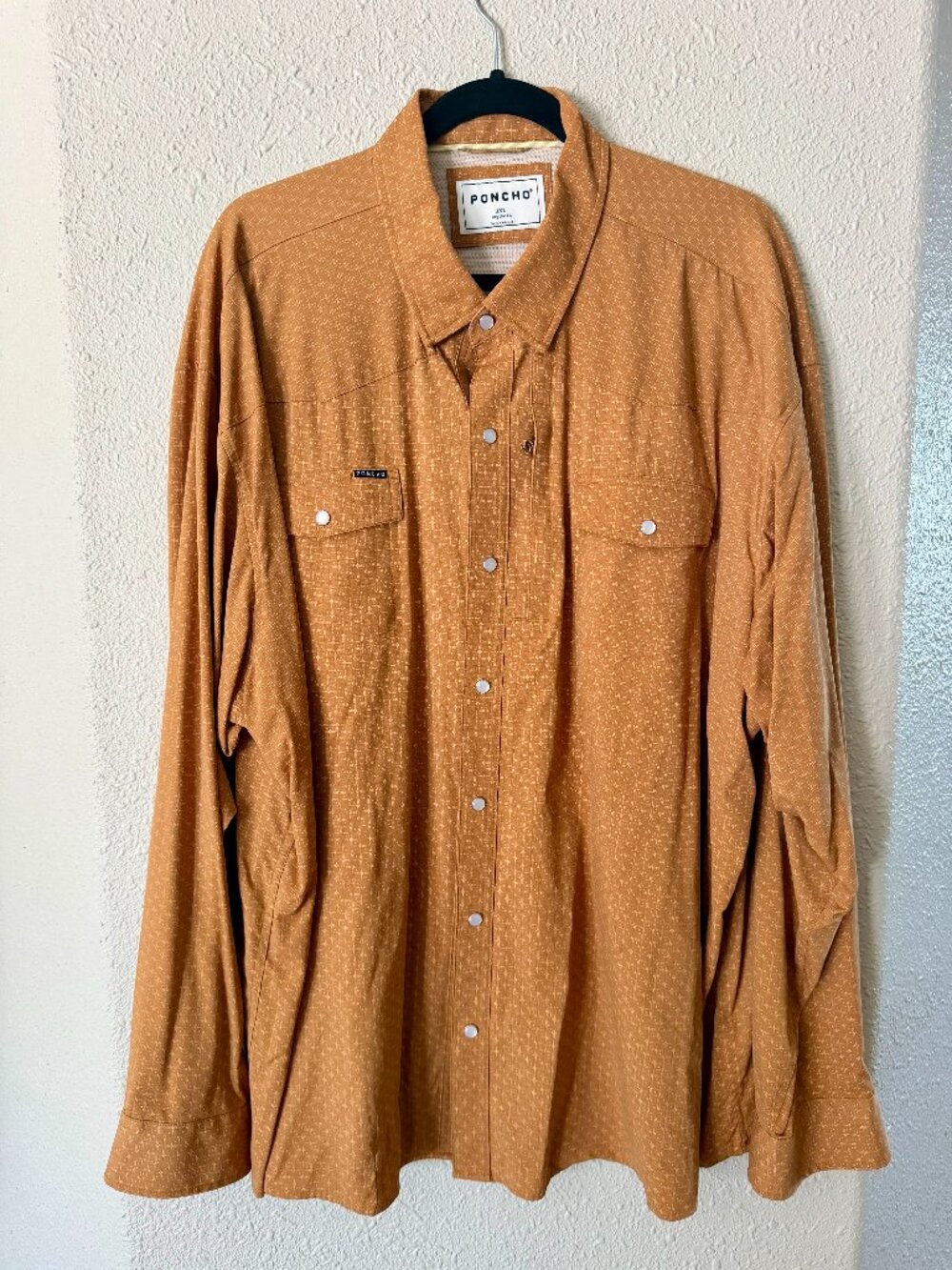 PONCHO Long Sleeve Western Snap Shirt - Copper / Amber - 3XL